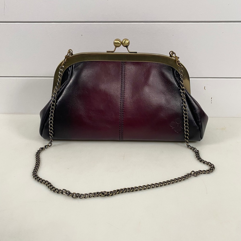 Patricia Nash Burgundy and Black Leather Satchel